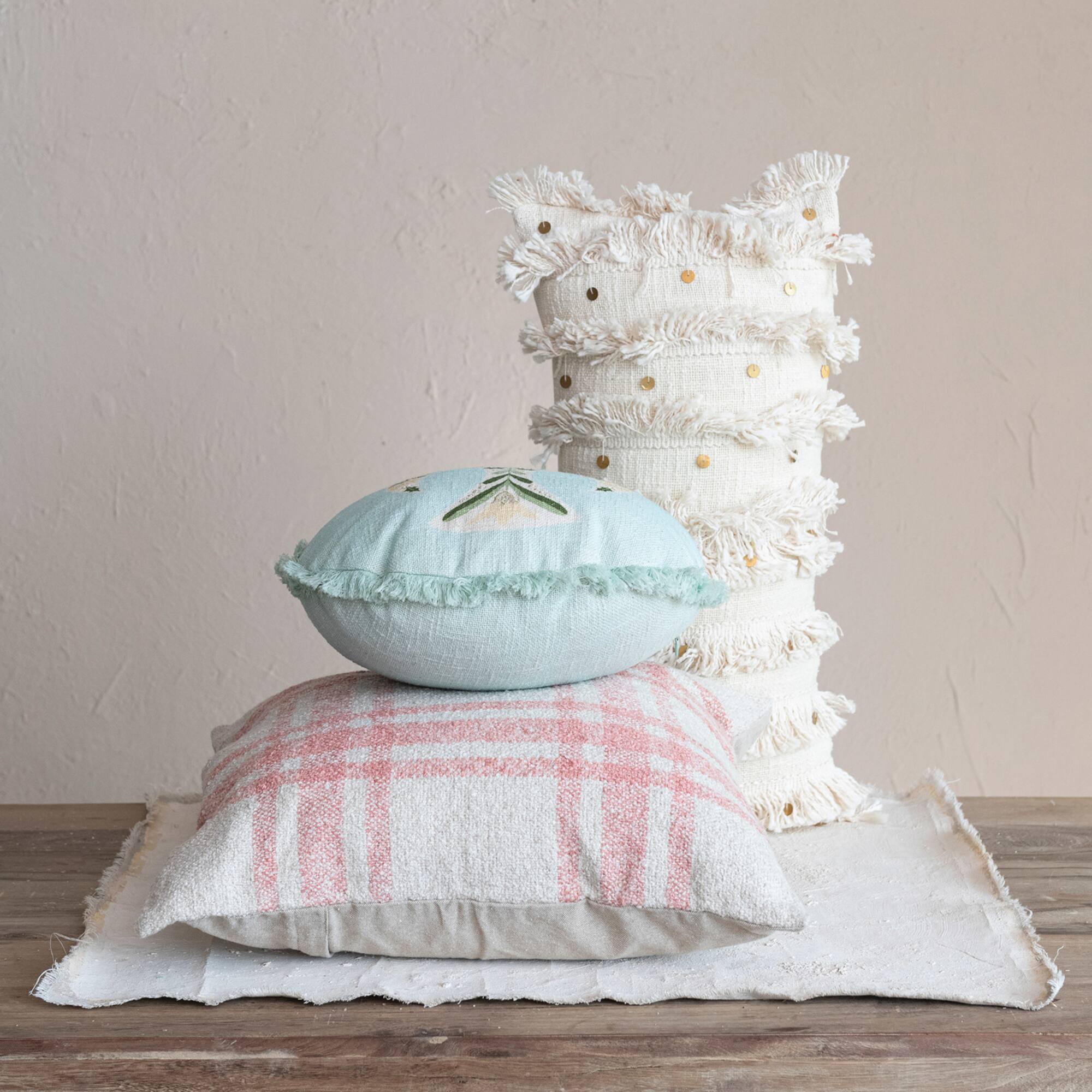 Hello Honey® 24" x 12" Cream Hand-Embroidered Moroccan Wedding Blanket-Style Lumbar Pillow